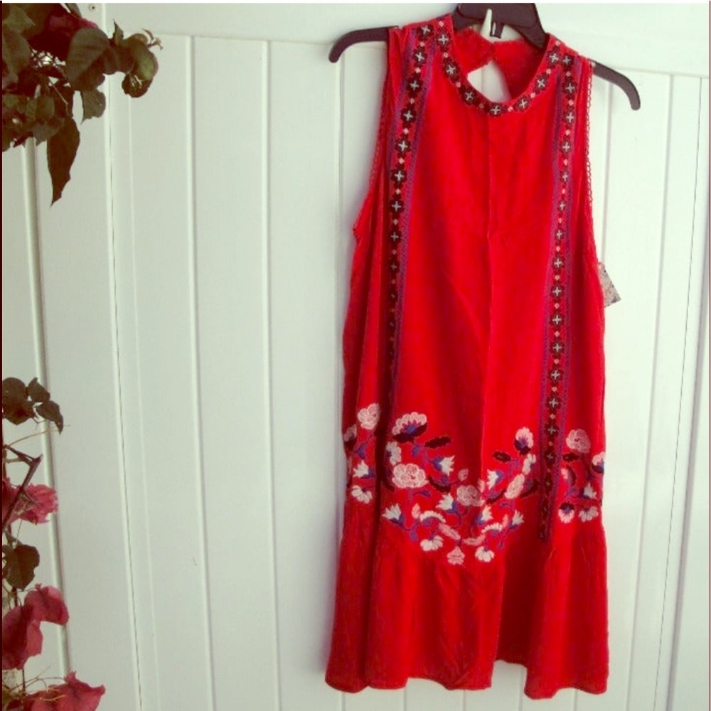 🆕 Xhilaration Love/Liberty Embroidered Red Dress